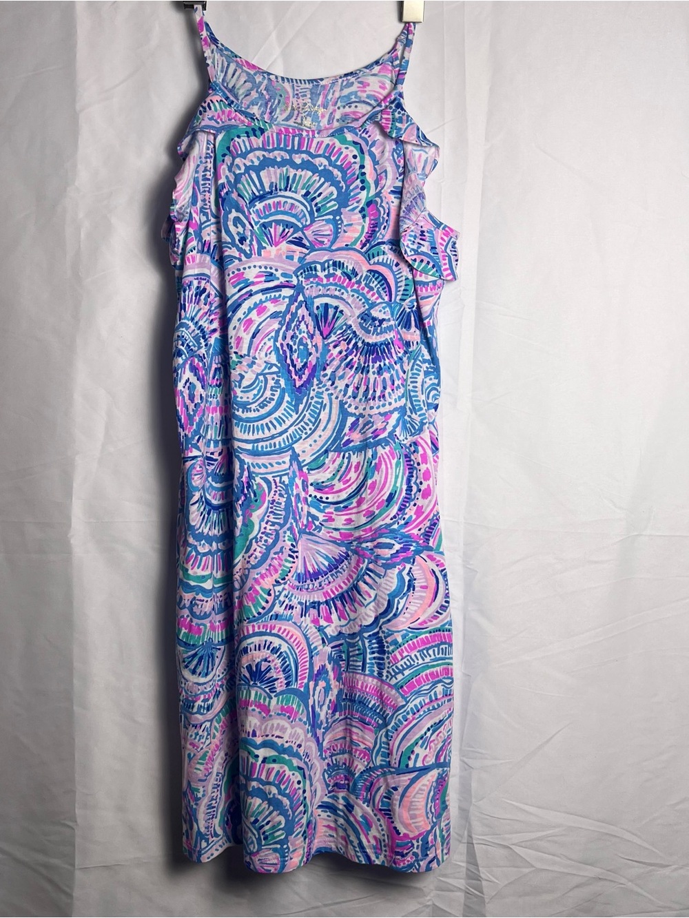 Lilly Pulitzer Girls Billie Dress Happy as a Clam Pink Blue Size XL (12/14)